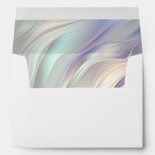 Aqua Blue Purple Pearl White Wedding Envelope