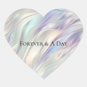 Aqua Blue Purple Pearl White Wedding Heart Sticker