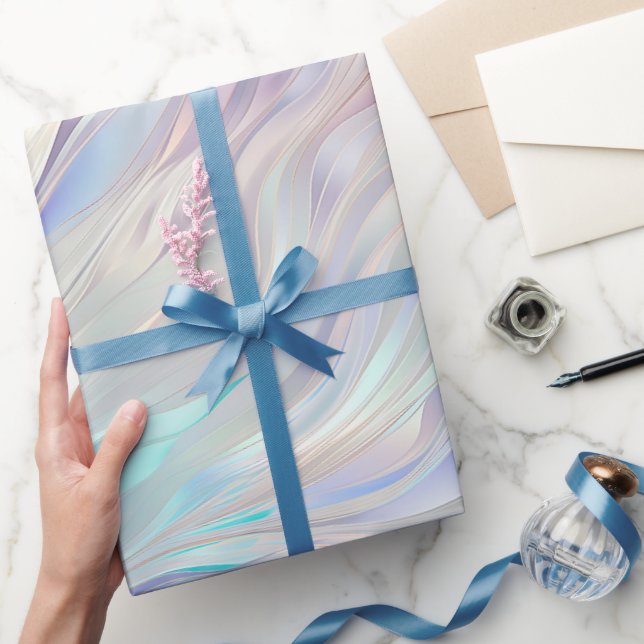 Aqua Blue Purple Pearl White Wedding Wrapping Paper (Gifting)