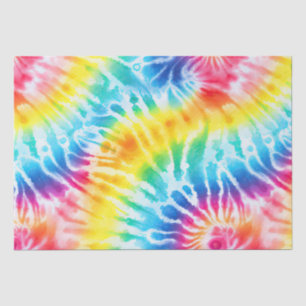 Aqua Blue Red Yellow Orange Tie Dye Birthday Tissue Paper