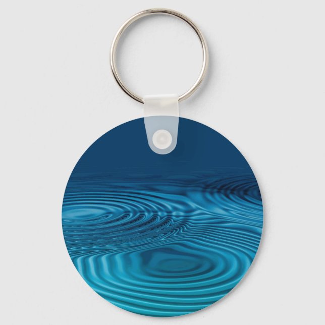 Aqua Blue Ripples  Key Ring (Front)