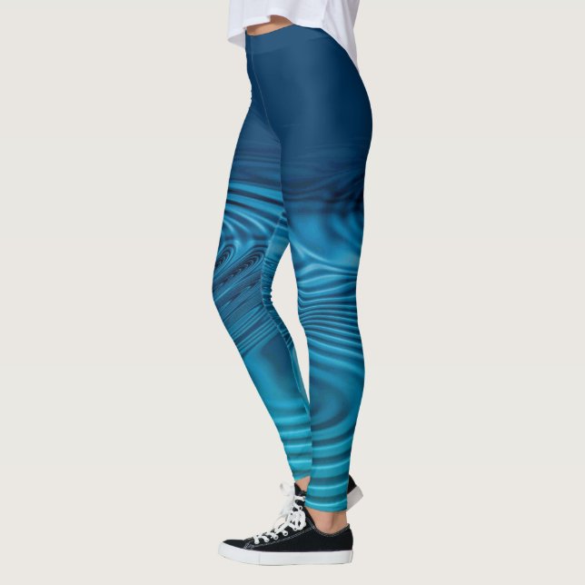 Aqua Blue Ripples  Leggings (Left)