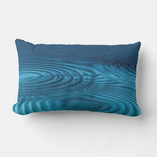 Aqua Blue Ripples  Lumbar Cushion (Front)
