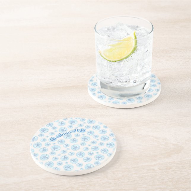 Aqua-blue sand dollar  coaster (Side)