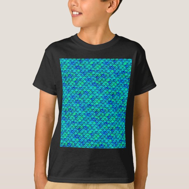 Aqua Blue Scales T-Shirt (Front)