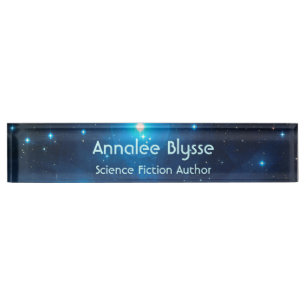 Aqua Blue Science Fiction Author Nameplate