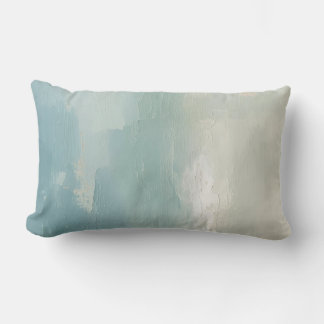 Aqua Blue Sea Green Teal Beige Watercolor 16" Lumbar Cushion