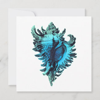 Aqua Blue Sea Shell Modern Wedding Invitation