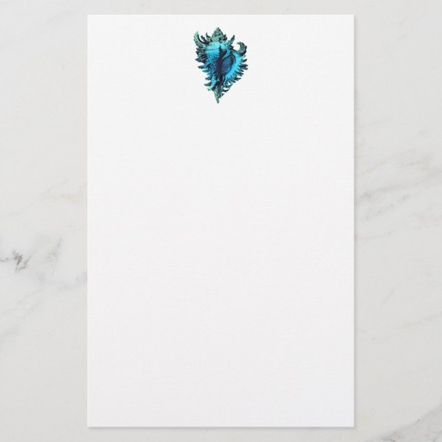 Aqua Blue Sea Shell Stationery (Front)