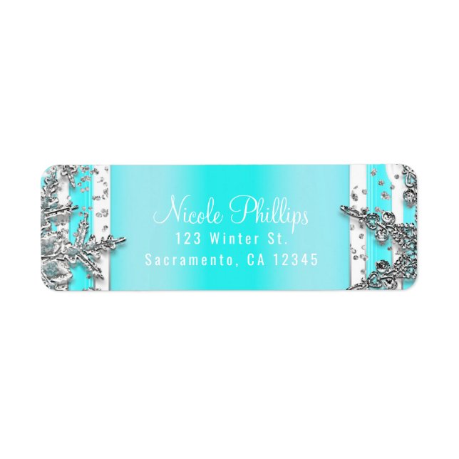 Aqua Blue & Silver Winter Snowflakes Elegant Party (Front)