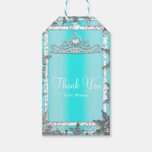 Aqua Blue & Silver Winter Wonderland Snowflakes Gift Tags