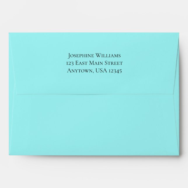 Aqua Blue Simple A7 5x7 Return Address Envelope (Back (Top Flap))