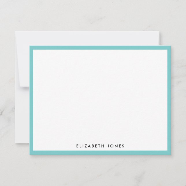 Aqua Blue Simple Modern Chic Classic Minimalist Card (Front)