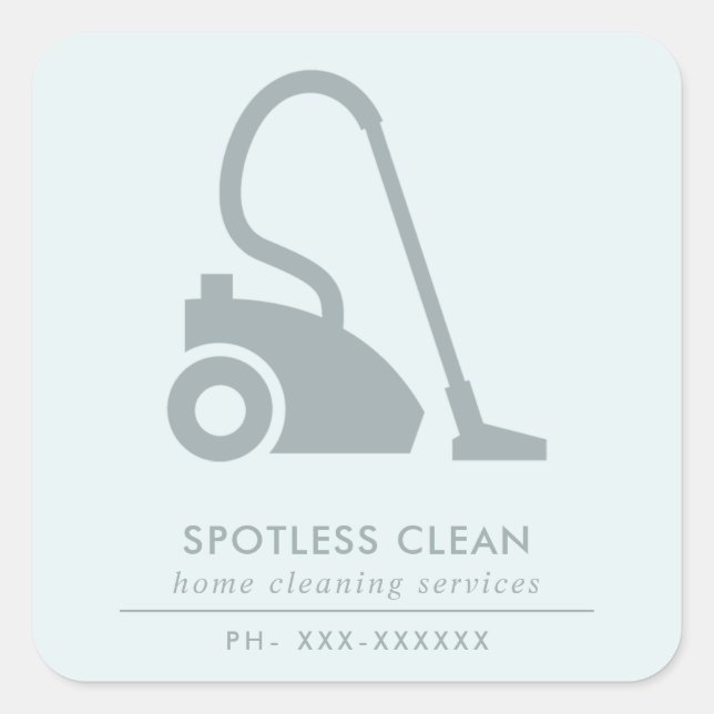 AQUA BLUE SIMPLE VACUUM CLEANER CLEANING SERVICE SQUARE STICKER (Front)
