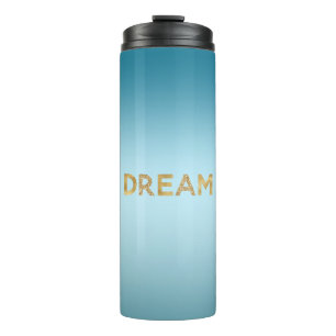 Aqua Blue Sky Ombre Gold Glitter Dream Thermal Tumbler
