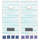 Aqua Blue Soft StripesFarmhouse Decor Personalised