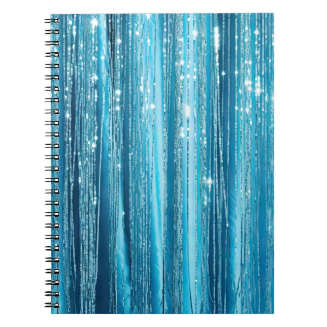 Aqua Blue Sparkle Stripes Notebook (Front)