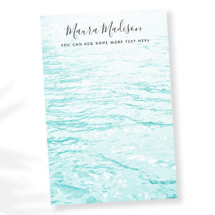 Aqua blue sparkling water waves post-it notes