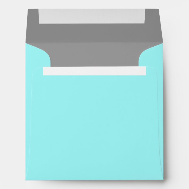 Aqua Blue Square Envelope - Silver Interior (Back (Bottom))
