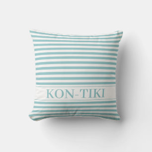 Aqua Blue Stripes. Custom Outdoor Pillow