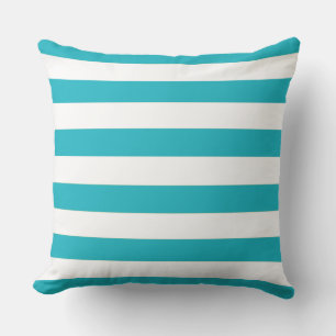 Aqua Blue Stripes Pattern Cushion