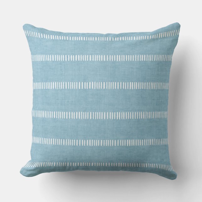 Aqua Blue Stripes Throw Pillow (Front)