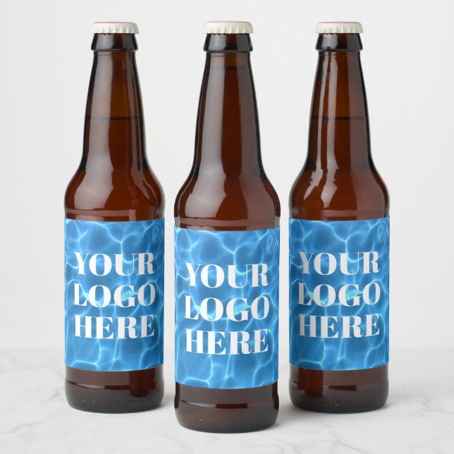 Aqua Blue Swimming Pool Photo for Your Logo Beer Bottle Label (Bottles)