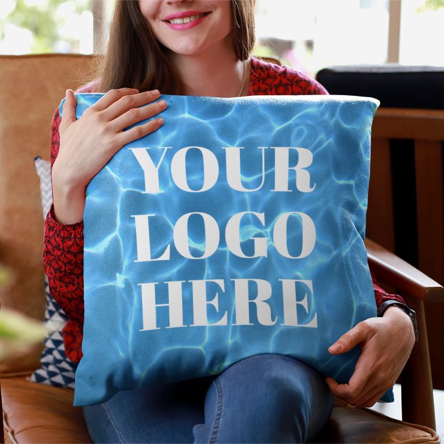 Aqua Blue Swimming Pool Photo for Your Logo Cushion (Creator Uploaded)