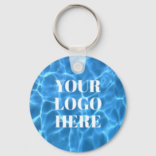 Aqua Blue Swimming Pool Photo for Your Logo Key Ring