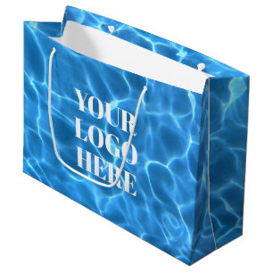Aqua Blue Swimming Pool Photo for Your Logo Large Gift Bag