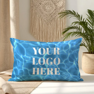 Aqua Blue Swimming Pool Photo for Your Logo Lumbar Cushion