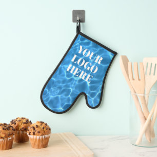 Aqua Blue Swimming Pool Photo for Your Logo Oven Mitt