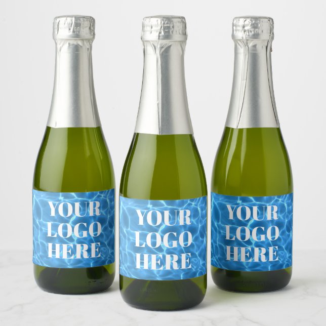 Aqua Blue Swimming Pool Photo for Your Logo Sparkling Wine Label (Bottles)