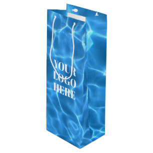 Aqua Blue Swimming Pool Photo for Your Logo Wine Gift Bag