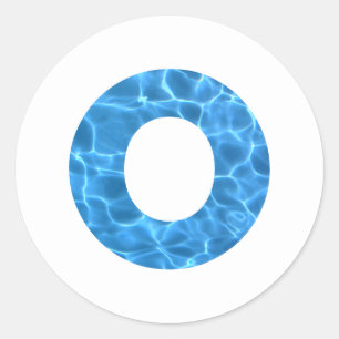 Aqua Blue Swimming Pool Photo Monogram O Classic Round Sticker