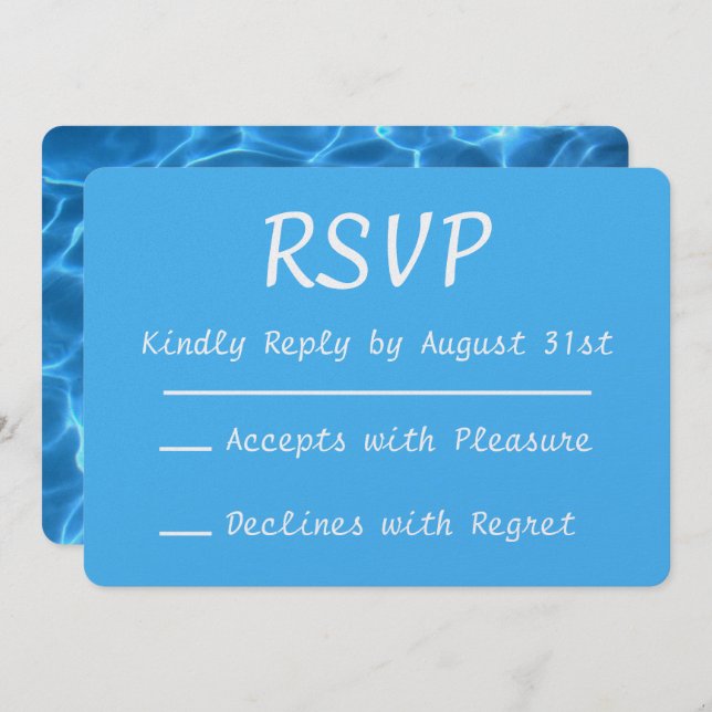 Aqua Blue Swimming Pool Photo RSVP Invitation (Front/Back)