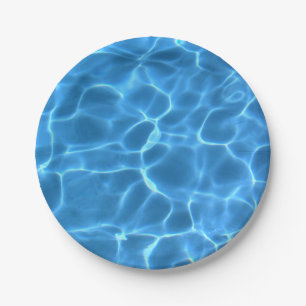 Aqua Blue Swimming Pool Water Photo Paper Plate