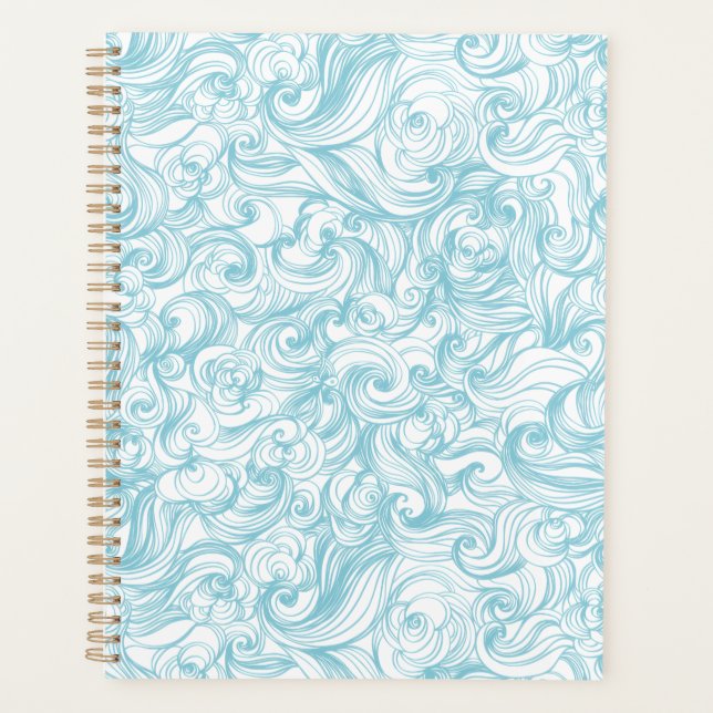 Aqua Blue Swirl Pattern Planner (Front)