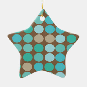 Aqua Blue Teal & Brown Dots Modern Ornament