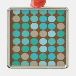 Aqua Blue Teal & Brown Dots Pattern Modern Metal Tree Decoration