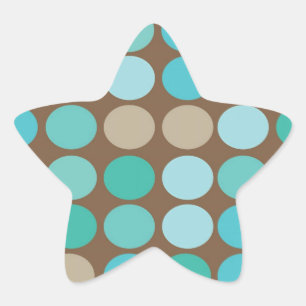 Aqua Blue Teal & Brown Dots Pattern Modern Star Sticker