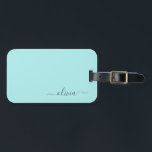 Aqua Blue Teal Girly Script Monogram Name Modern Luggage Tag<br><div class="desc">Aqua Blue Teal Monogram Add your own Name Script Luggage Bag Tag The bag tag makes the perfect sweet 16 birthday,  wedding,  bridal shower,  baby shower or bachelorette party gift for someone decorating her room in style.</div>