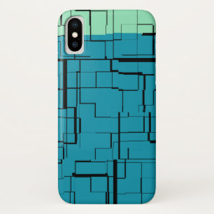 Aqua Blue Teal Green Modern Pattern iPhone X Case