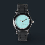 Aqua Blue Teal Modern Script Girly Monogram Name<br><div class="desc">Aqua Blue Teal Simple Script Monogram Name Watch. This makes the perfect sweet 16 birthday,  wedding,  bridal shower,  anniversary,  baby shower or bachelorette party gift for someone that loves glam luxury and chic styles.</div>