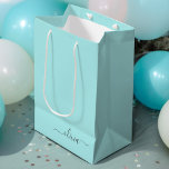 Aqua Blue Teal Modern Script Girly Monogram Name Medium Gift Bag<br><div class="desc">Aqua Blue Teal Simple Script Monogram Name Gift Bag. This makes the perfect sweet 16 birthday,  wedding,  bridal shower,  anniversary,  baby shower or bachelorette party gift bag for someone that loves glam luxury and chic styles.</div>