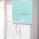 Aqua Blue Teal Modern Script Girly Monogram Name Mini Basketball Hoop<br><div class="desc">Aqua Blue Teal Simple Script Monogram Name Mini Basketball Hoop. This makes the perfect sweet 16 birthday,  wedding,  bridal shower,  anniversary,  baby shower or bachelorette party gift for someone that loves glam luxury and chic styles.</div>
