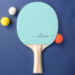 Aqua Blue Teal Modern Script Girly Monogram Name Ping Pong Paddle<br><div class="desc">Aqua Blue Teal Script Monogram Name Ping Pong Paddle. This makes the perfect sweet 16 birthday,  wedding,  bridal shower,  anniversary,  baby shower or bachelorette party gift for someone that loves glam luxury and chic styles.</div>