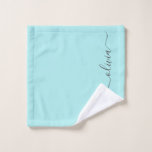 Aqua Blue Teal Modern Script Girly Monogram Name Wash Cloth<br><div class="desc">Aqua Blue Teal Simple Script Monogram Name Bathroom Towel. This makes the perfect sweet 16 birthday,  wedding,  bridal shower,  anniversary,  baby shower or bachelorette party gift for someone that loves glam luxury and chic styles.</div>