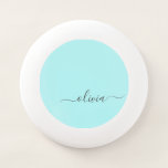 Aqua Blue Teal Modern Script Girly Monogram Name Wham-O Frisbee<br><div class="desc">Aqua Blue Teal Simple Script Monogram Name Frisbee. This makes the perfect graduation,  birthday,  wedding,  bridal shower,  anniversary,  baby shower or bachelorette party gift for someone that loves glam luxury and chic styles.</div>