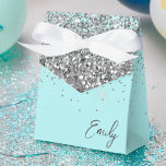 Aqua Blue Teal Silver Girly Glitter Monogram Name Favour Box<br><div class="desc">Girly Aqua Blue Teal Silver Sparkle Glitter Monogram Name and Initial Paper Party Gift Boxes This makes the perfect sweet 16 birthday,  wedding,  bridal shower,  anniversary,  baby shower or bachelorette party gift for someone that loves glam luxury and chic styles.</div>